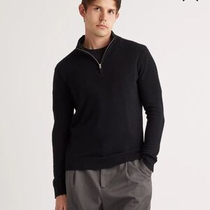 Quince Men's Cashmere Black Zip-Up Sweater